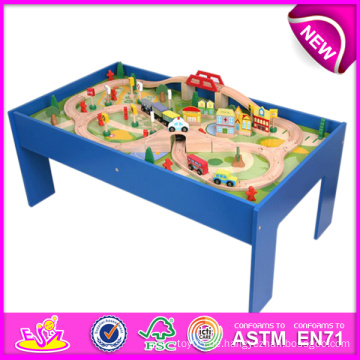 2014 Holz Eisenbahn Zug Spielzeug für Kinder, lustige Holz Eisenbahn Zug Set für Kinder, Achterbahn Track Tabelle für Baby, Fabrik W04c009